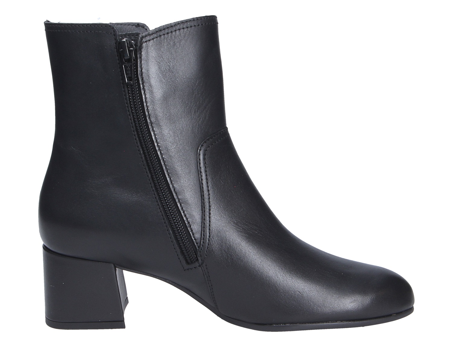 Gabor Damen Stiefel in Schwarz aus Glattleder, knöchelhoher Stiefel mit Blockabsatz und seitlichem Reißverschluss