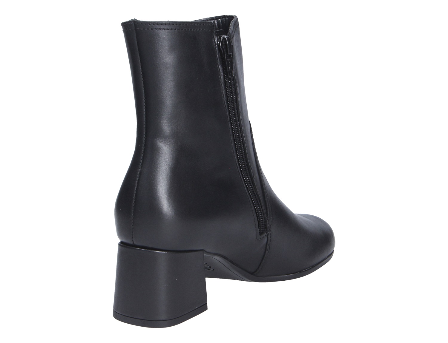 Gabor Damen Stiefel, schwarzer Glattleder-Stiefel mit Blockabsatz und seitlichem Reißverschluss, Rück- und Seitenansicht