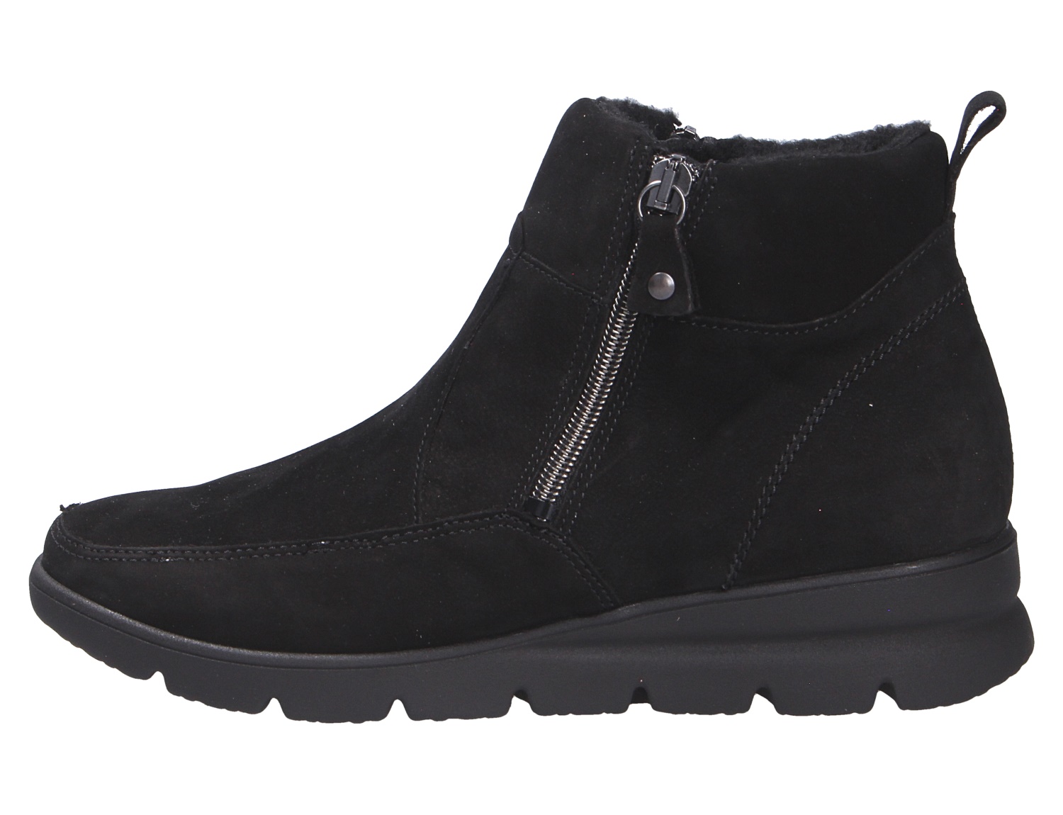 Waldläufer H-Bruni schwarze Stiefelette aus Veloursleder mit seitlichem Reißverschluss, warmer Fütterung und profilierter Sohle