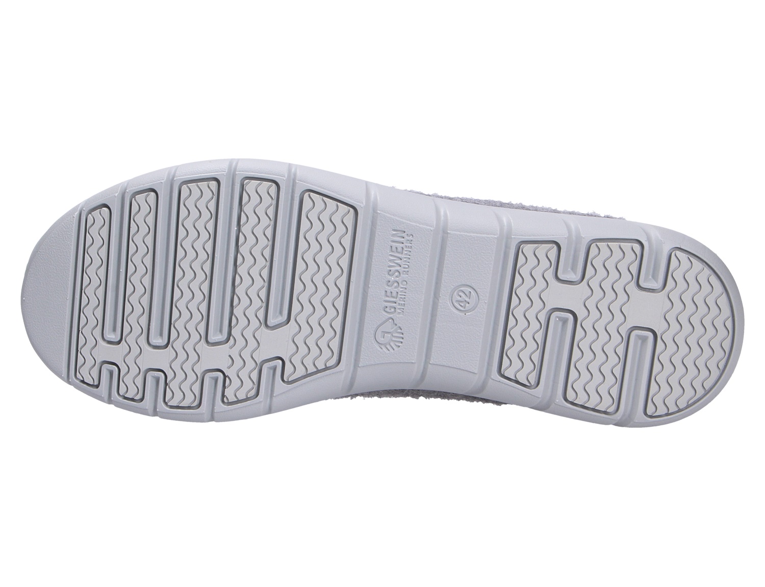 Unteransicht der profilierten grauen Laufsohle des Giesswein MERINO RUNNERS MEN Herrensneakers