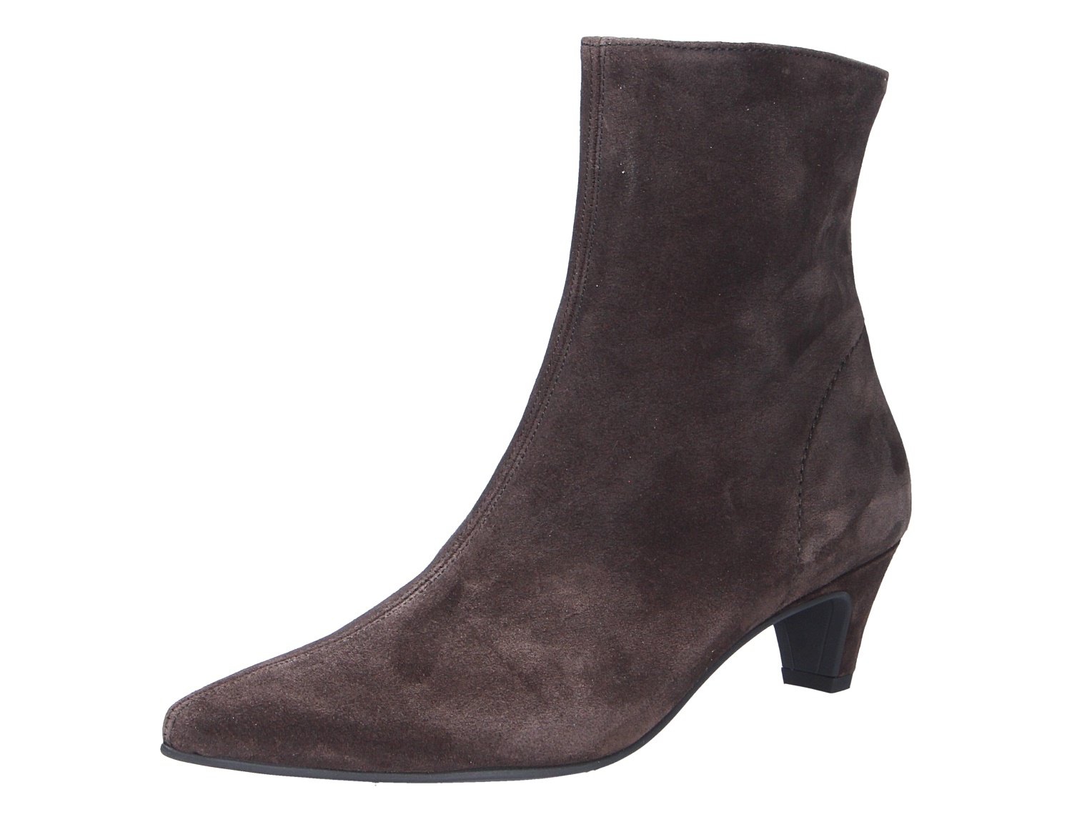 Paul Green Damen Stiefel aus braunem Veloursleder, eleganter knöchelhoher Stiefel mit spitzer Form und Absatz