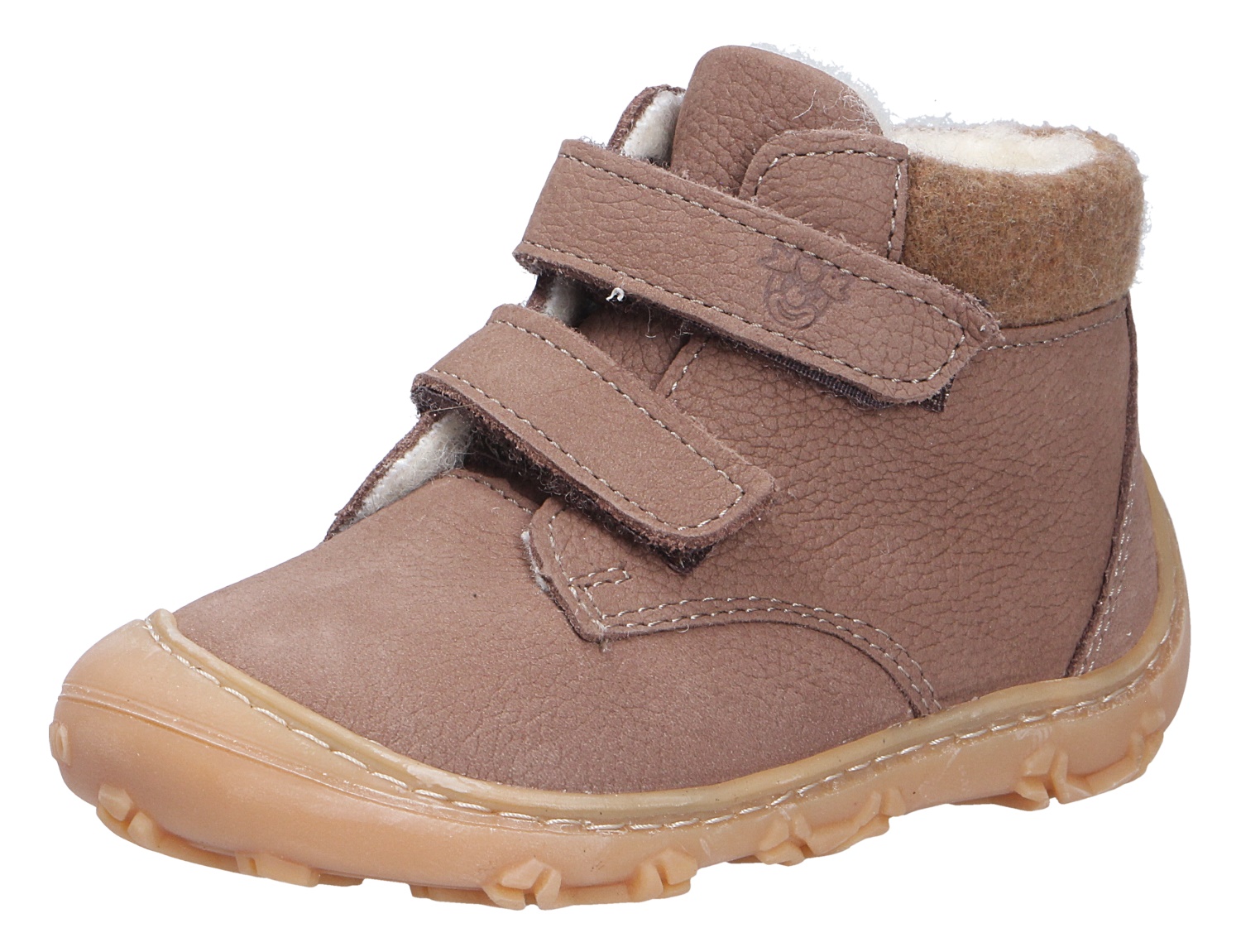 Ricosta Cory Kinder-Winterboot in Taupe, knöchelhoch mit zwei Klettverschlüssen, warmem Innenfutter und rutschfester Sohle