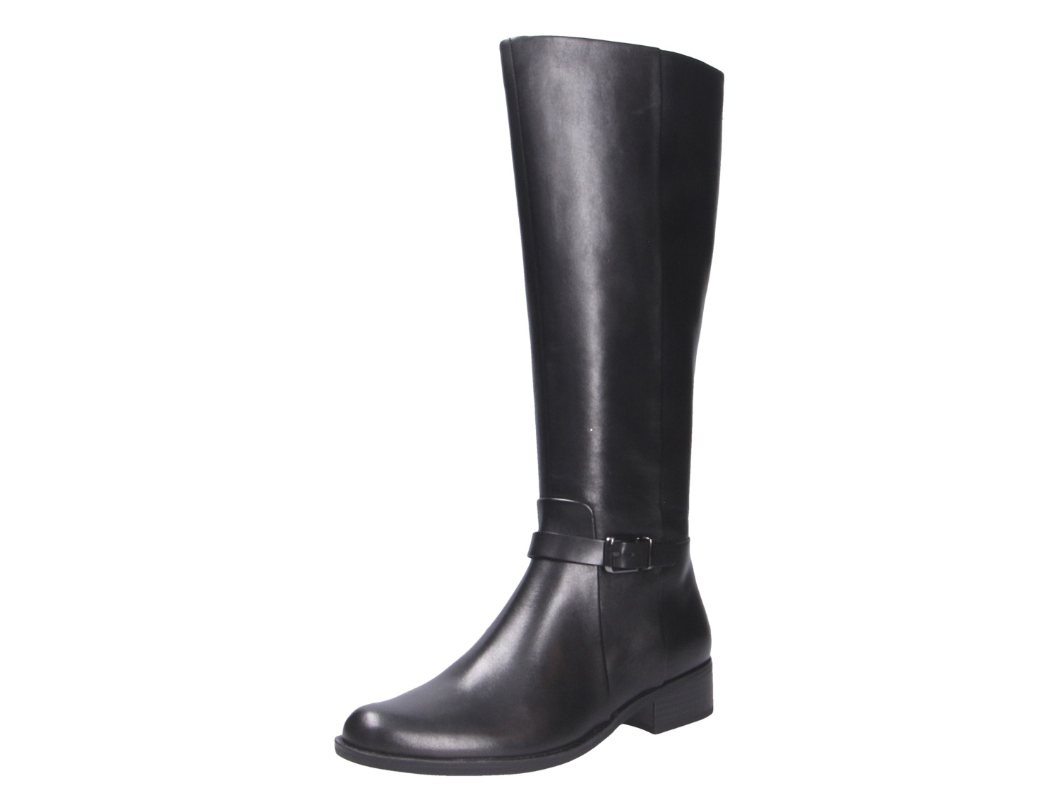 Caprice Damen Stiefel in Schwarz, eleganter Langschaftstiefel mit flachem Absatz und Zierschnalle