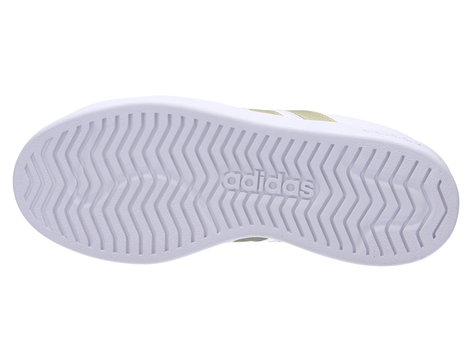 Unterseite des Adidas STREETTALK Sneakers mit weißer Gummisohle, wellenförmigem Profil und adidas Logo in der Sohlenmitte
