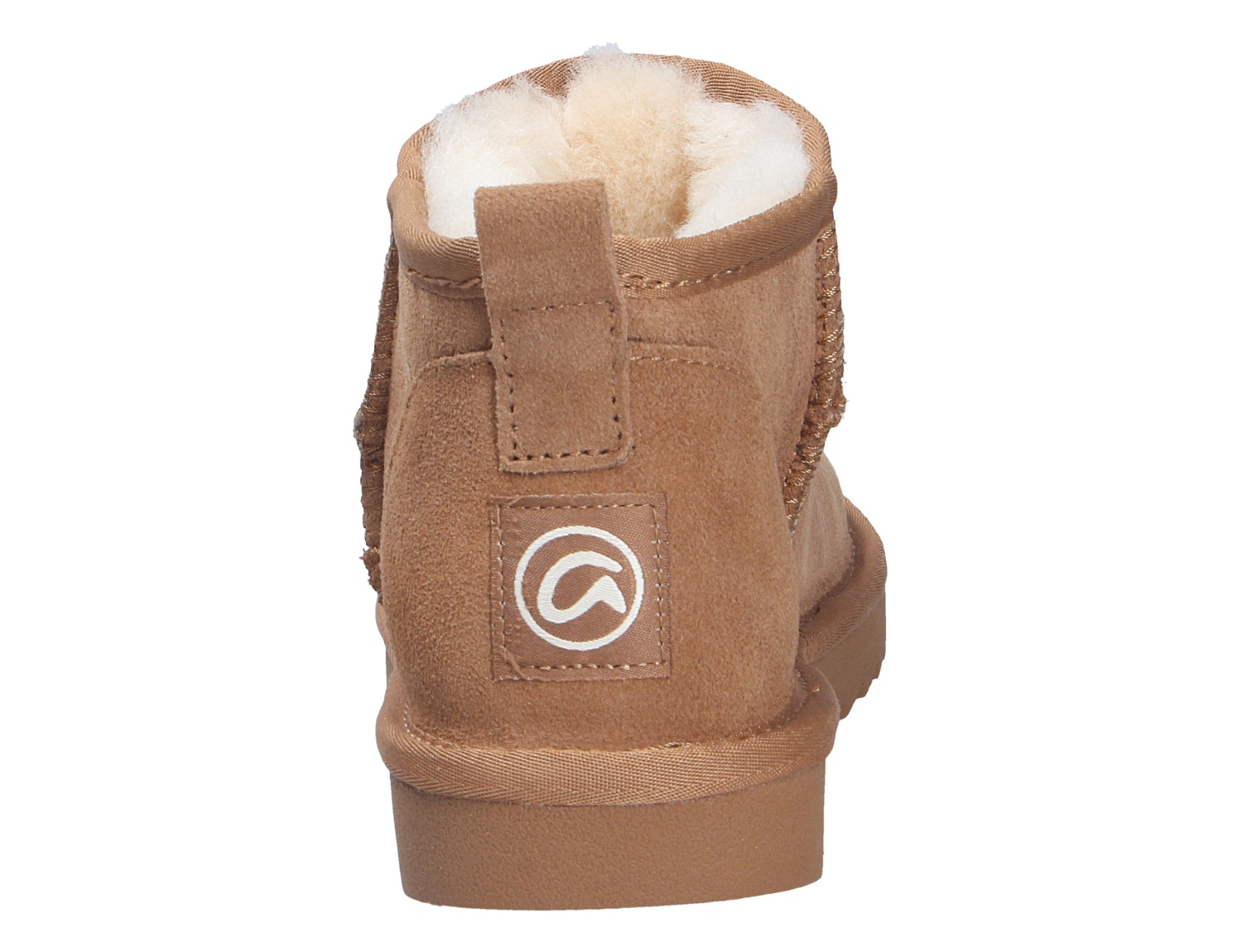 Rückansicht des Ara ALASKA Winterboots in Braun aus Veloursleder mit weichem Lammfellfutter und Zuglasche an der Ferse
