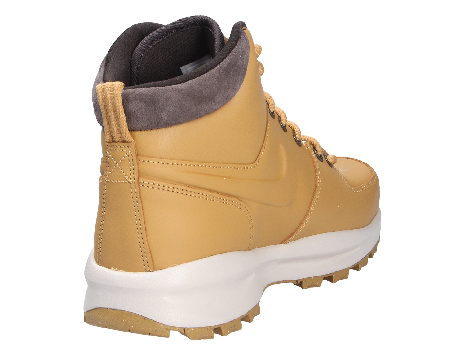 Nike MANOA Mid-Boot in Beige aus Leder, Rückansicht mit gepolstertem Schaft, Schnürung und griffiger Profilsohle