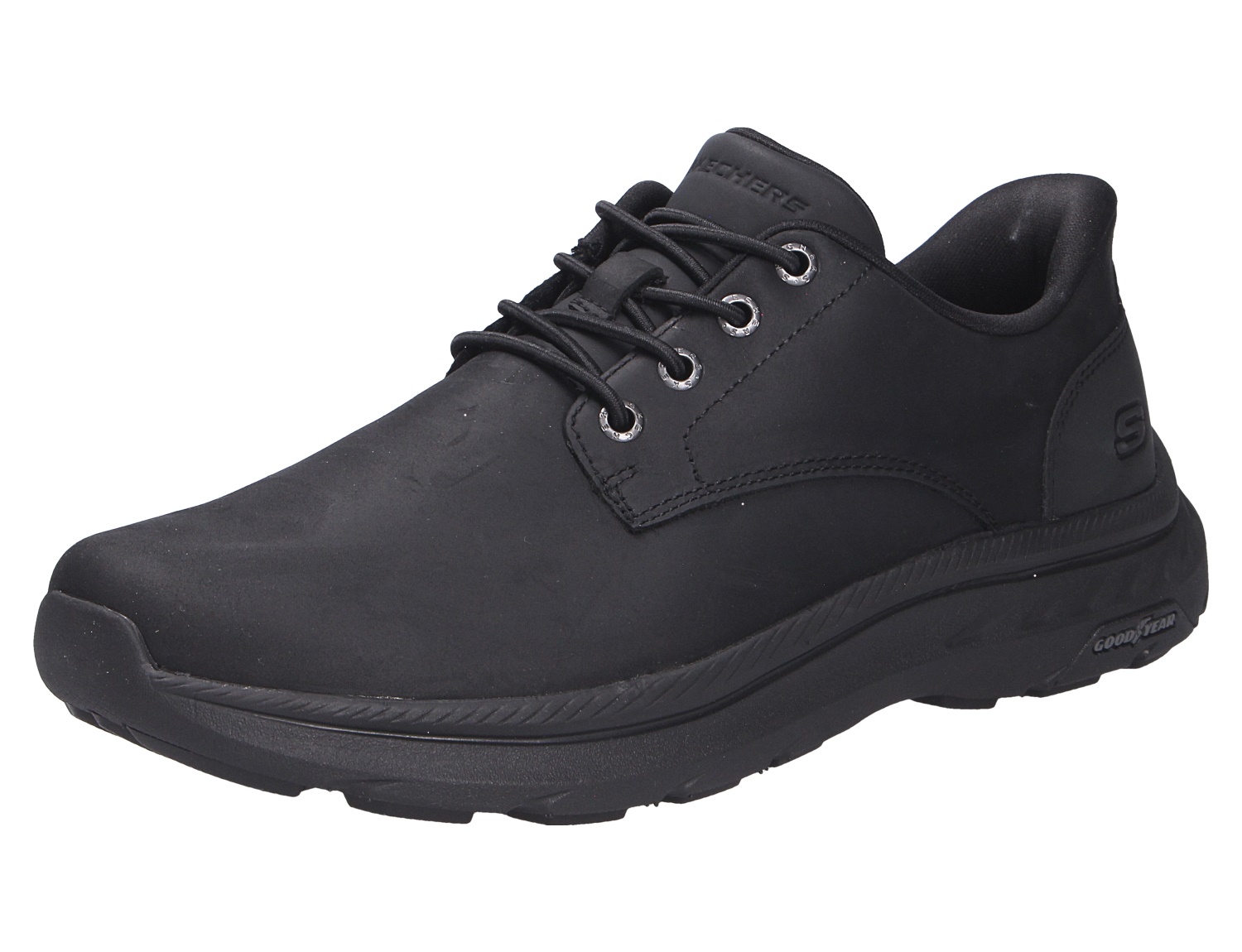 Skechers Herren Halbschuhe, schwarze Schnürschuhe mit robuster Profilsohle und sportlich-komfortablem Design