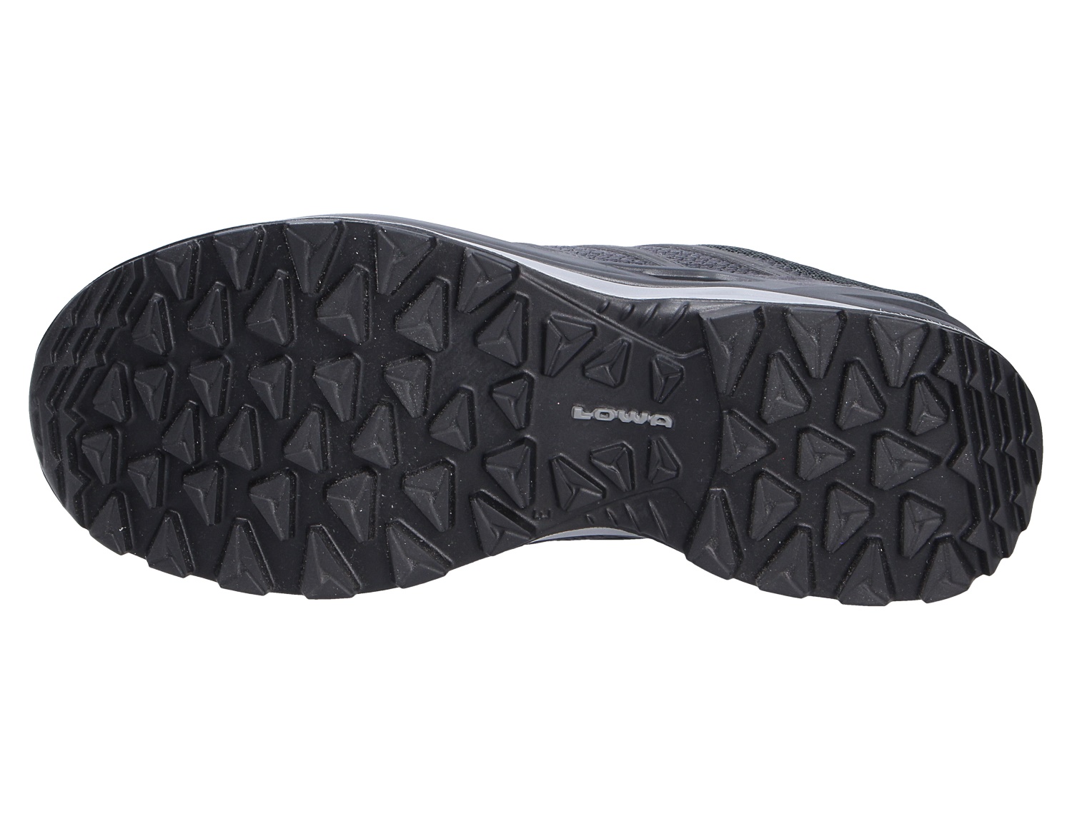 Unteransicht der griffigen Profilsohle des Lowa INNOX PRO GTX LO Ws Damen-Outdoorschuhs in Schwarz