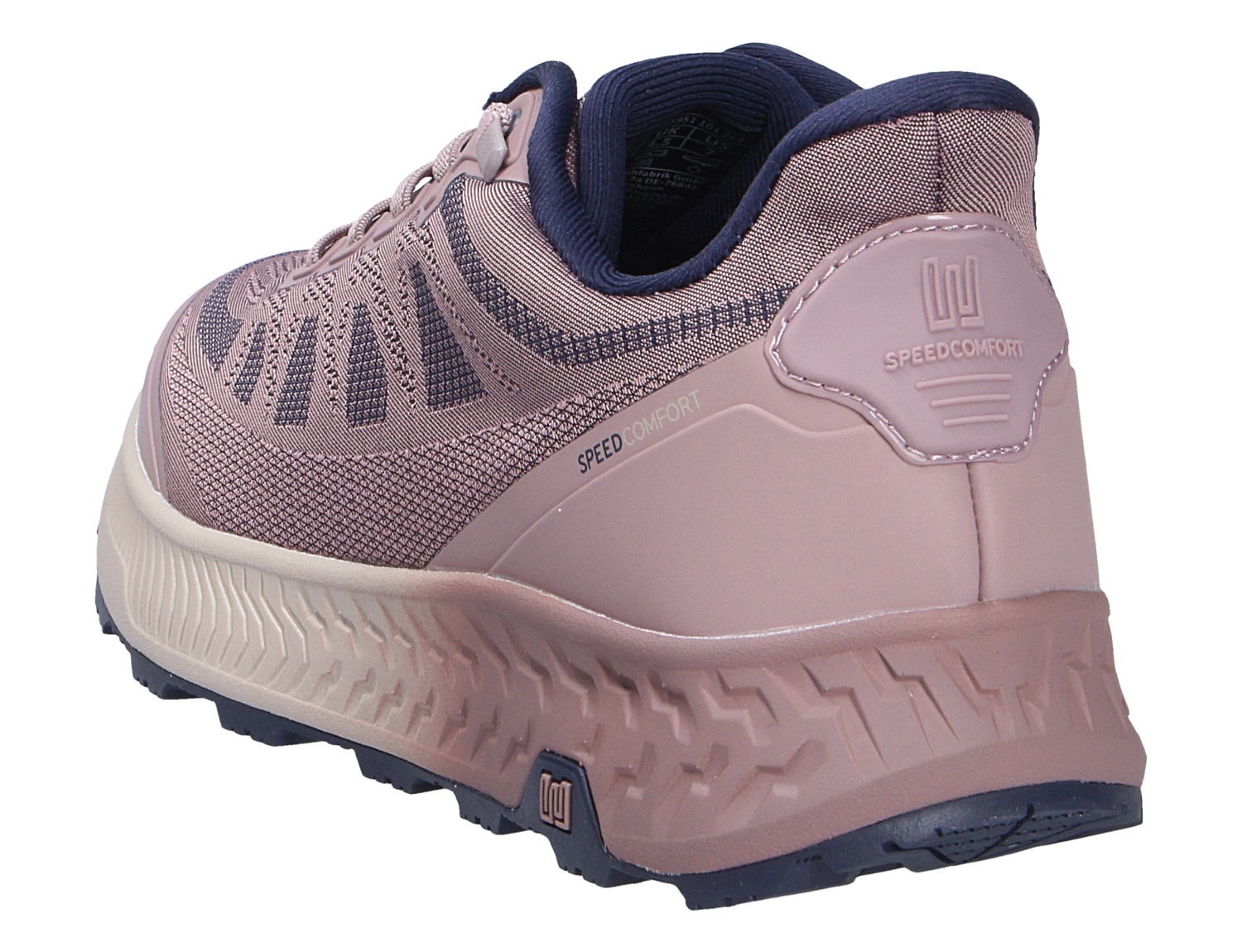 Waldläufer H-Milli Damen-Sneaker in Rosa, Rückansicht eines leichten Freizeitschuhs mit Mesh-Obermaterial und profilierter Sohle