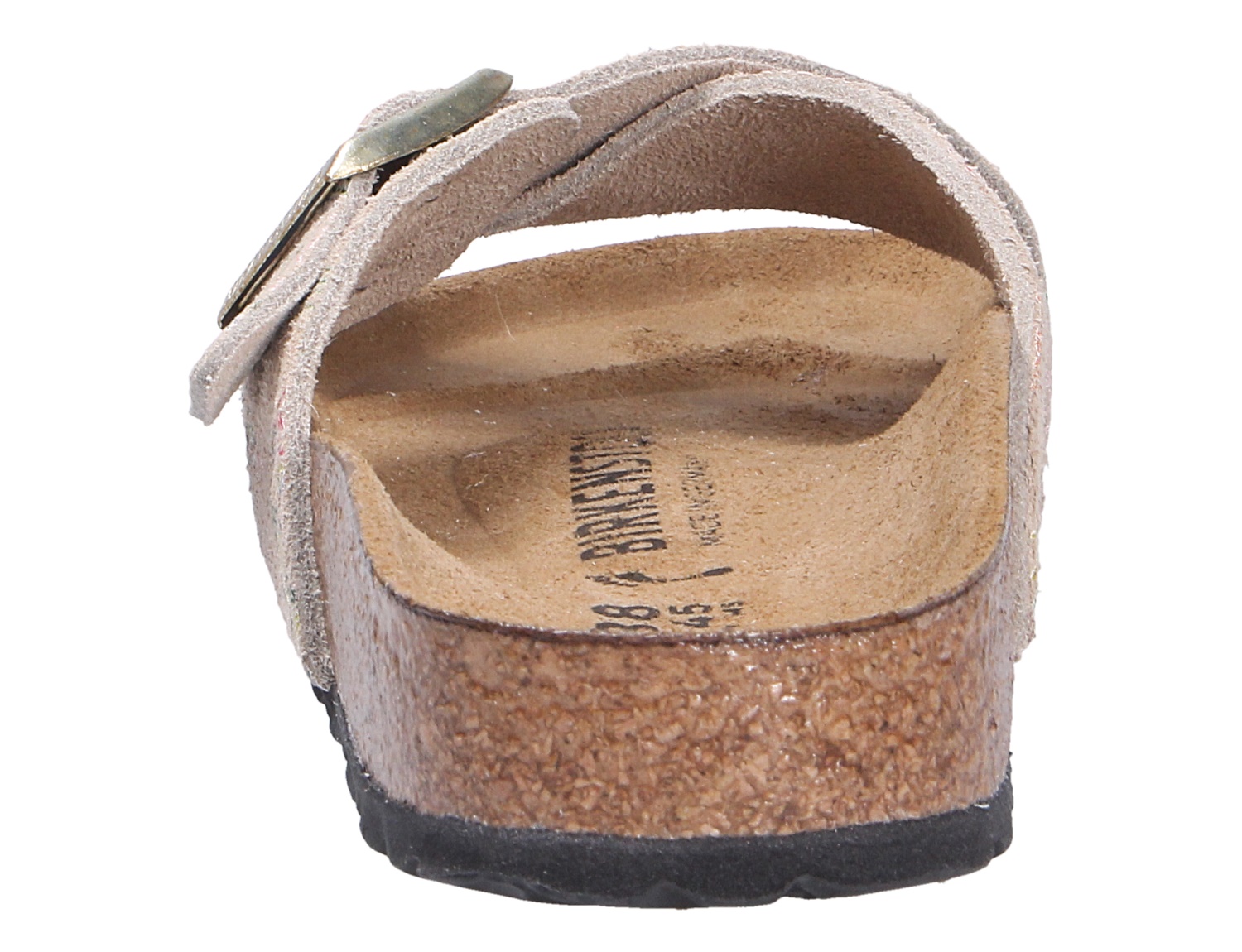 Rückansicht der Birkenstock Siena Sandale mit anatomischem Fußbett, Kork-Latex-Sohle und hellem verstellbarem Riemen