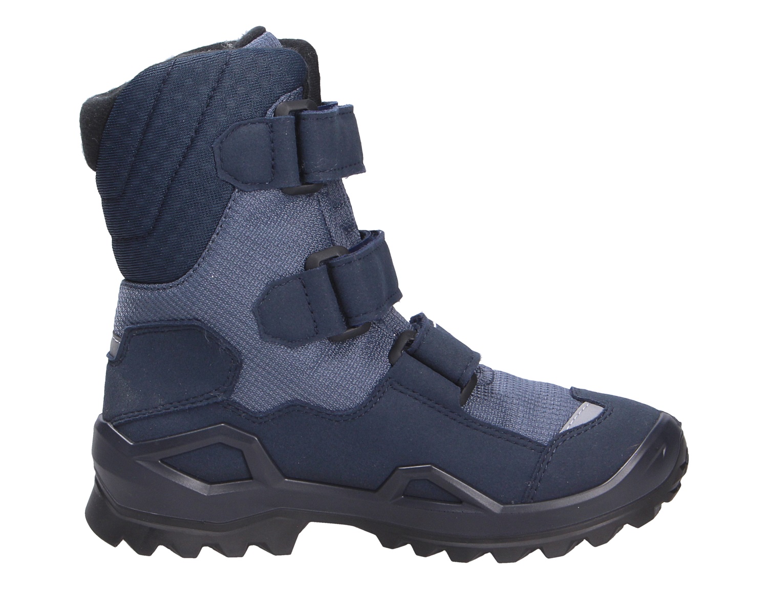 Lowa MILO EVO GTX HI JR Kinder-Winterstiefel in Blau, hoher Outdoorschuh mit drei Klettverschlüssen und profilierter Sohle