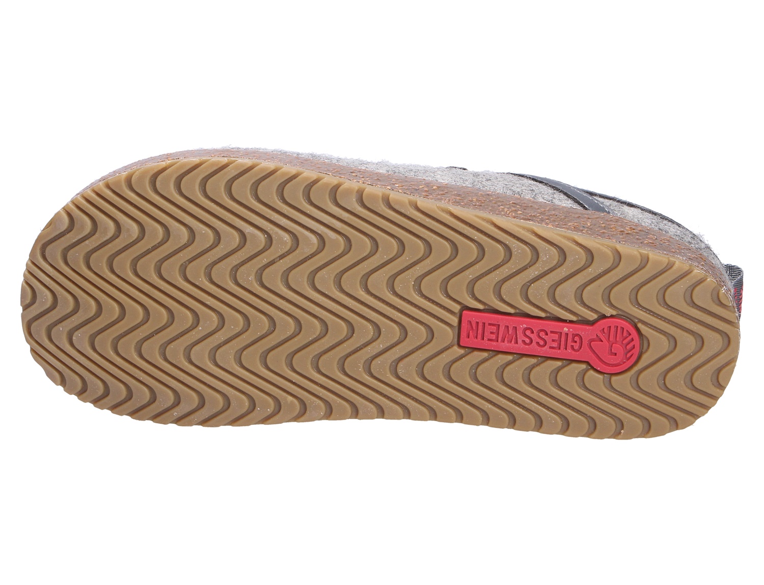Unteransicht des Giesswein WOOL CLOG mit rutschhemmender, profilierter Laufsohle in Braun