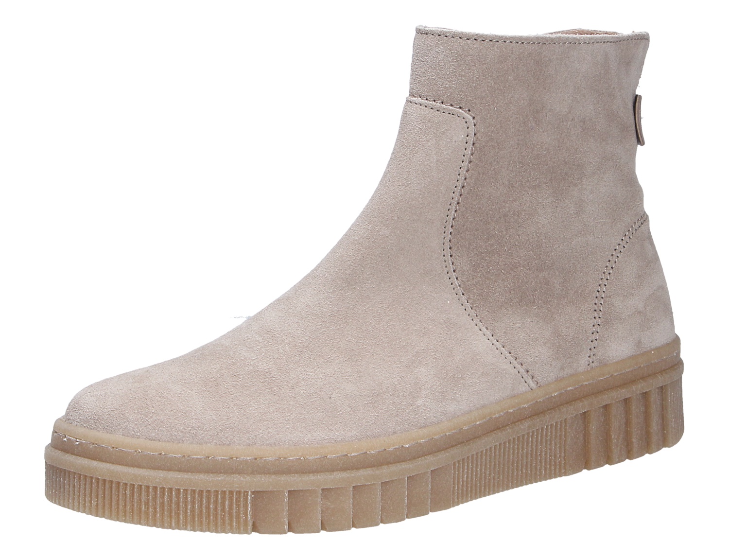 Gabor Damen Stiefel in Beige aus Veloursleder, knöchelhoch mit profilierter Plateausohle und schlichtem Design