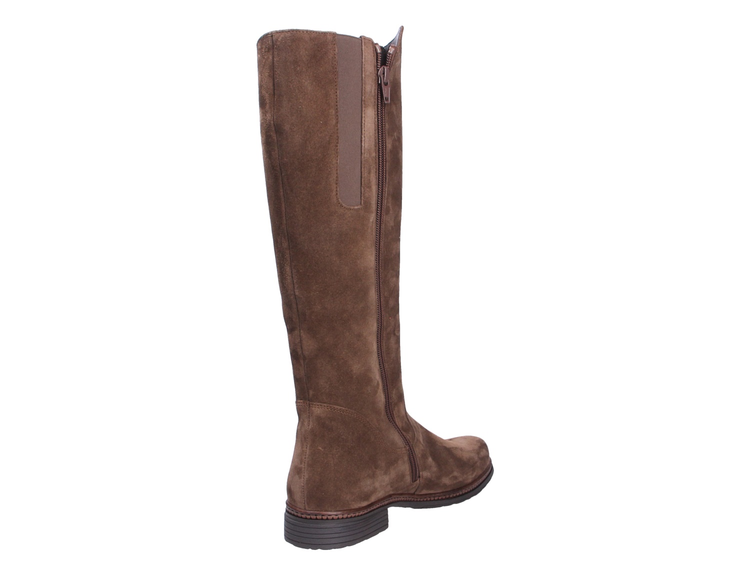 Gabor Damen Stiefel in Braun aus Veloursleder mit hohem Schaft, seitlichem Reißverschluss und elastischem Einsatz
