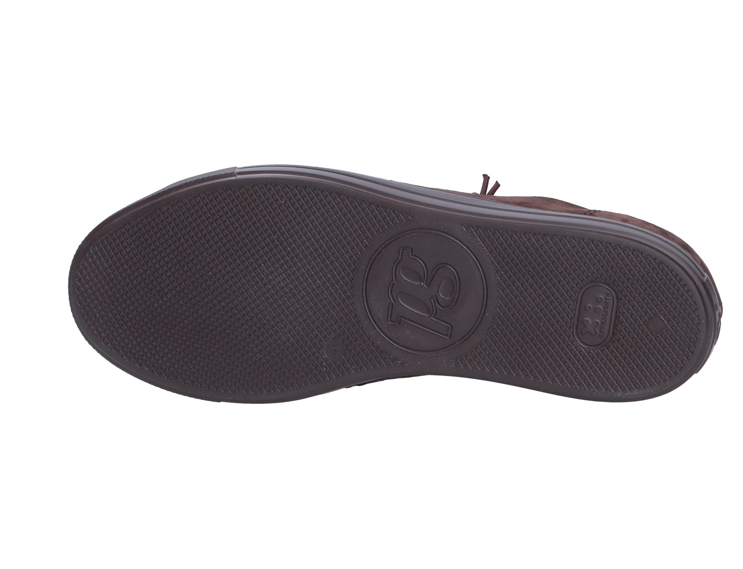 Unteransicht der profilierten Sohle des Paul Green 4081 Schuhs in Dunkelbraun mit Gummisohle und Logo-Prägung