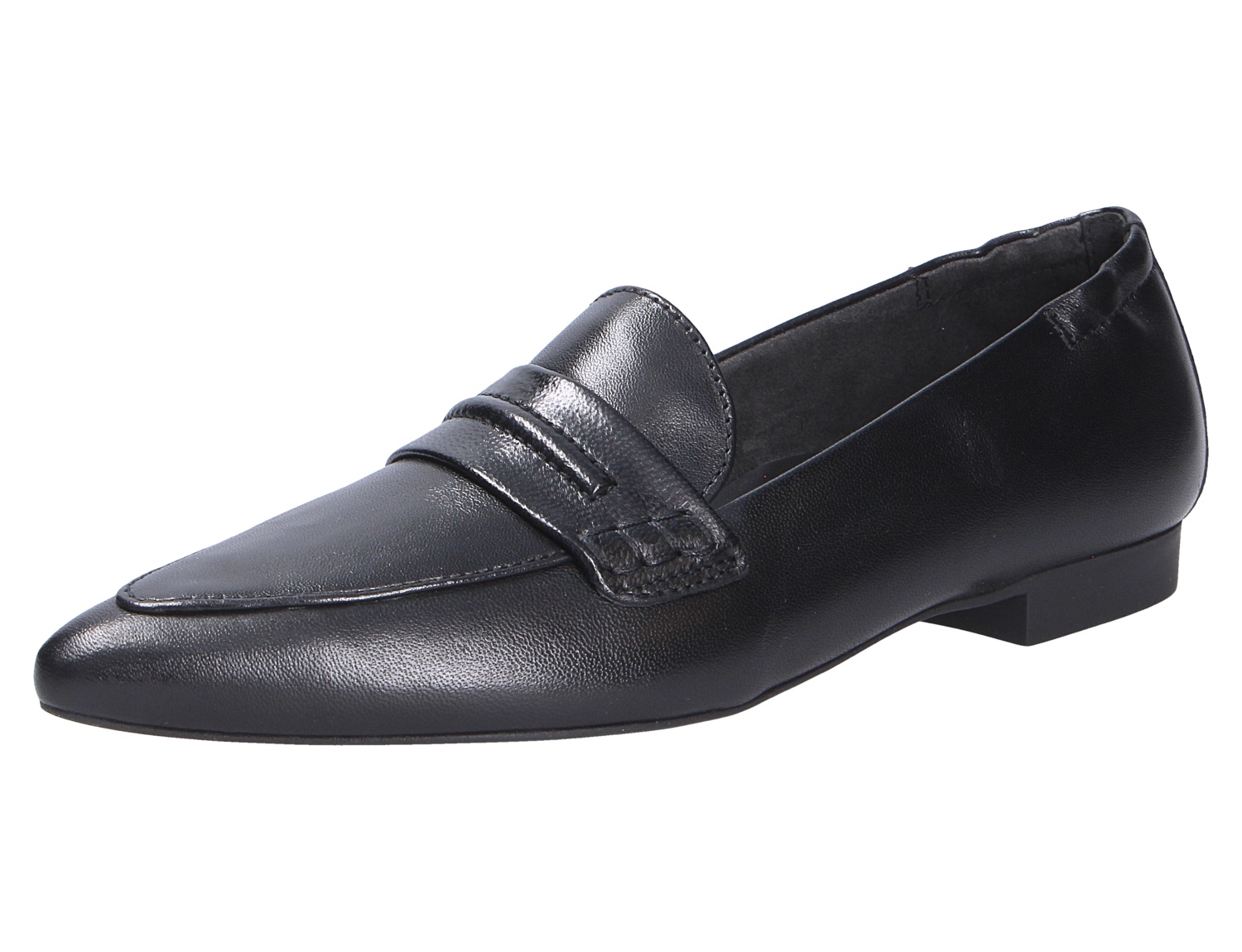 Paul Green Damen Slipper in Schwarz aus Glattleder, eleganter Loafer mit schmaler Form und flachem Absatz