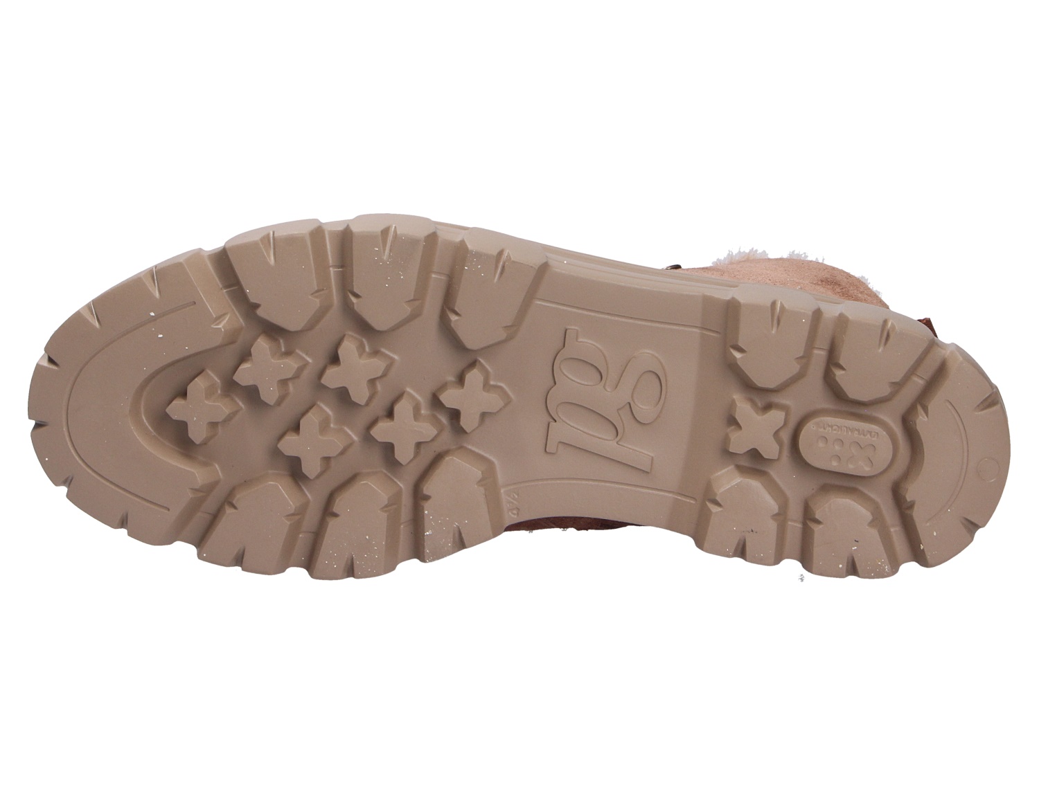 Unteransicht der robusten Profilsohle von Paul Green Damen Stiefeln in Beige mit markantem Profil
