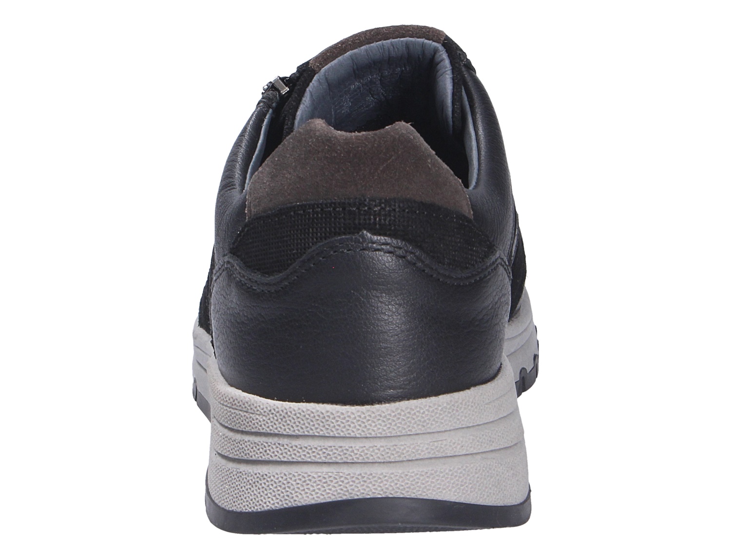 Rückansicht des schwarzen Waldläufer H-Anton Sneakers mit heller, markanter Sohle und gepolstertem Schaftrand