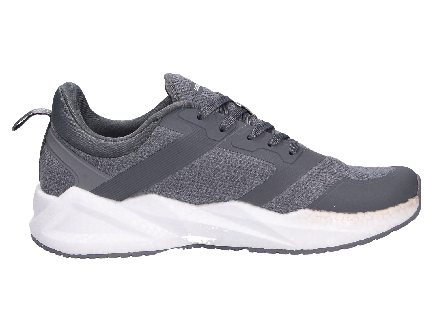 Giesswein WOOL PEAK MEN Herren-Sneaker in Grau mit weißer Dämpfungssohle, Profilansicht von der Seite
