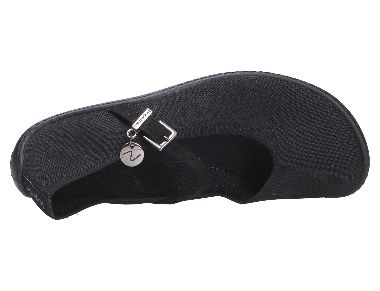 Leguano Lady Love Damen-Ballerina in Schwarz, leichter Barfußschuh mit Zierschnalle und flexiblem Design