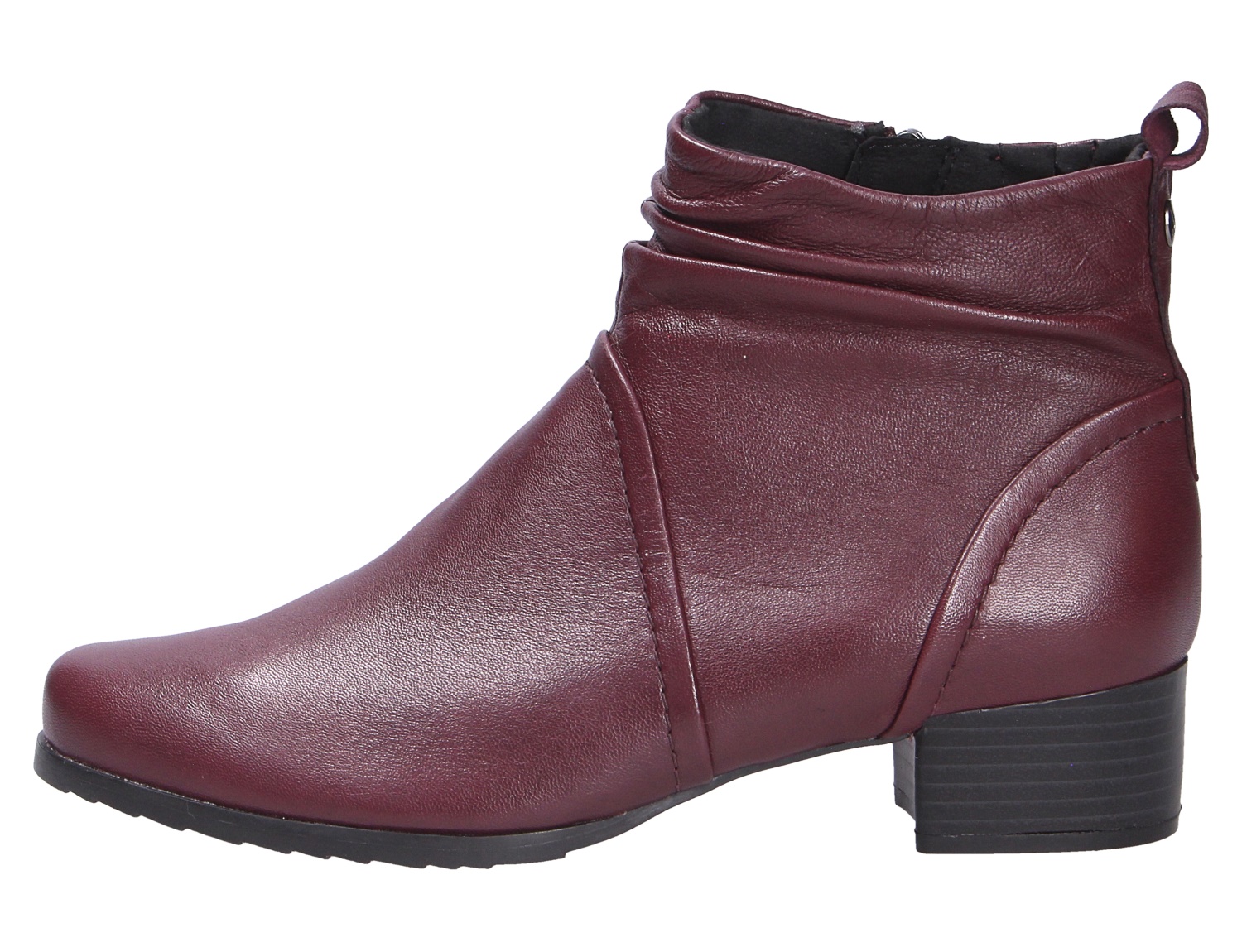 Caprice Damen Stiefel in Bordeaux: eleganter Lederstiefel mit kurzem Schaft, seitlichem Reißverschluss und bequemem Blockabsatz