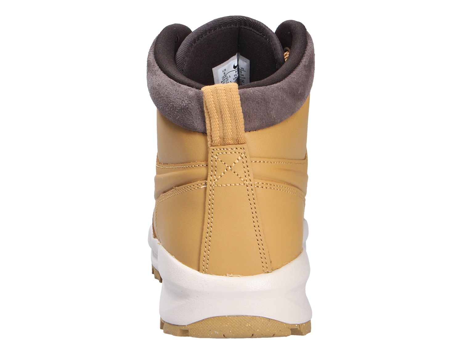 Rückansicht des Nike MANOA Boots in Braun mit gepolstertem Schaft, robuster Sohle und praktischer Zuglasche am Fersenbereich