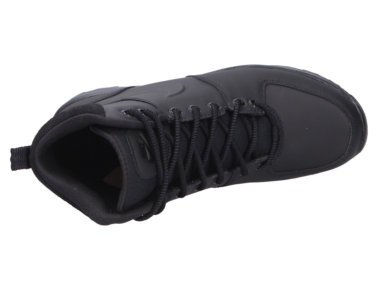 Nike MANOA schwarzer Mid-Cut Boot in Draufsicht mit robuster Schnürung und gepolstertem Schaft