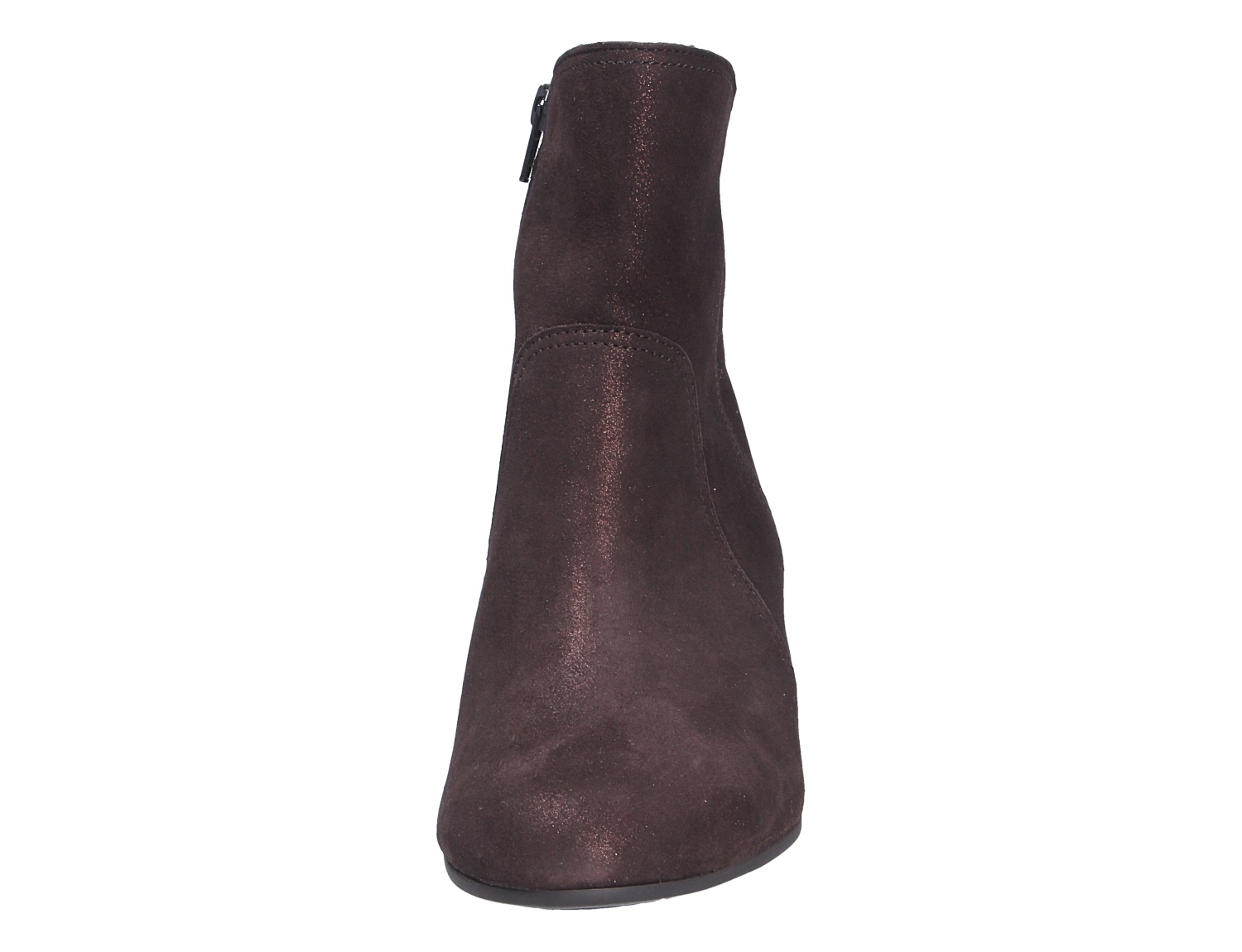 Gabor Damen Stiefel von Gabor in Dunkelbraun, elegante Vorderansicht eines knöchelhohen Stiefels mit seitlichem Reißverschluss