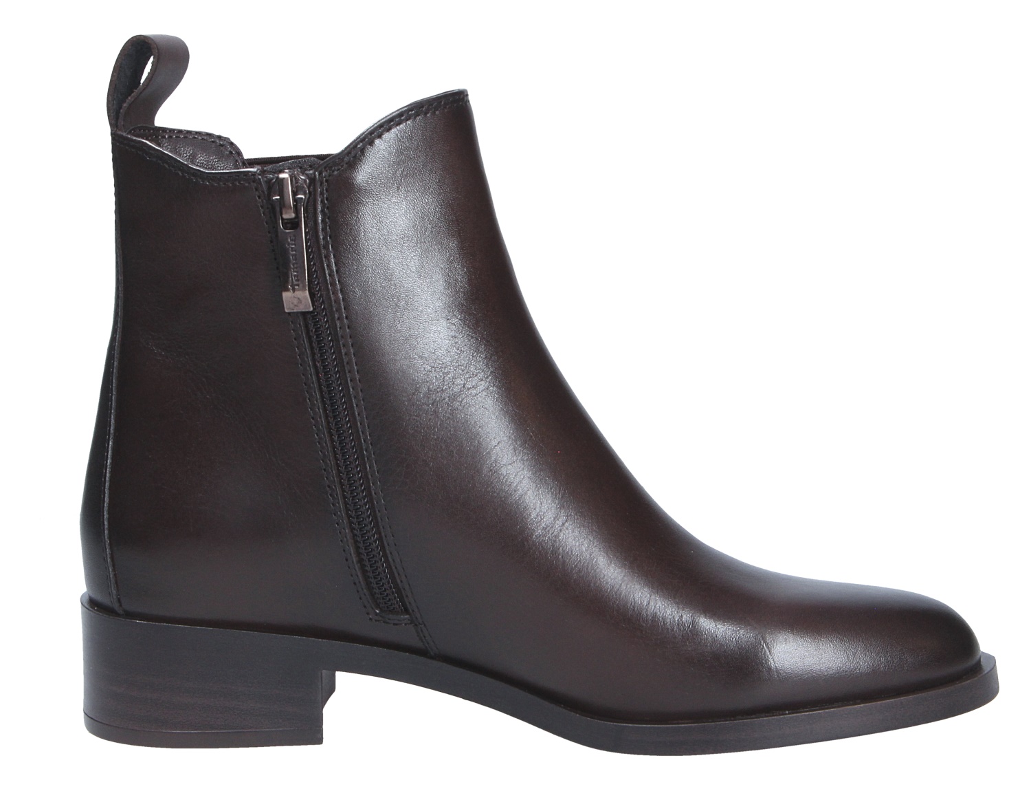 Tamaris Damen Stiefel als dunkelbraune Stiefelette aus glattem Leder mit seitlichem Reißverschluss und niedrigem Blockabsatz