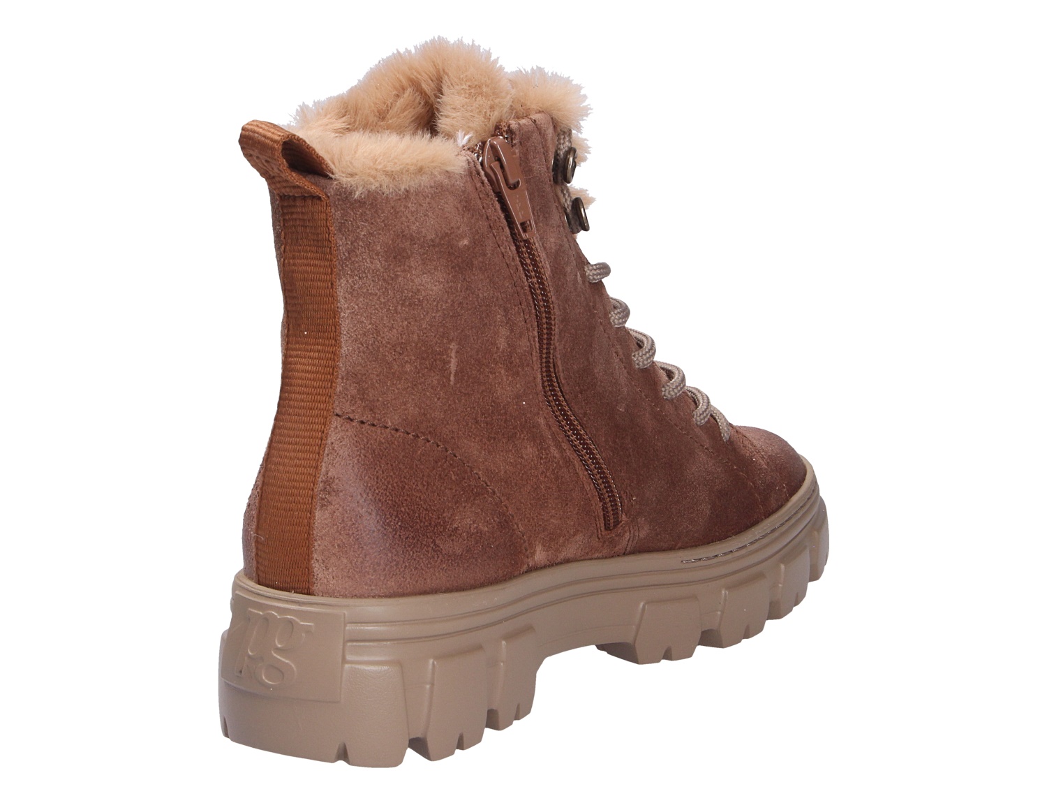 Paul Green Damen Stiefel in Braun aus Veloursleder, gefüttert mit kuscheligem Fellrand, seitlichem Reißverschluss und robuster Profilsohle