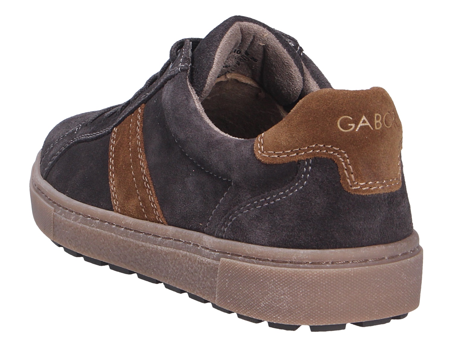 Rückansicht des Pius Gabor Herren Sneakers in Dunkelblau mit braunen Veloursleder-Einsätzen und profilierter Sohle