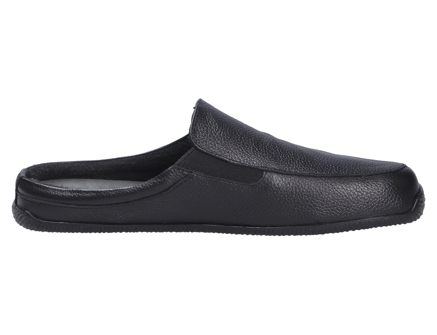 Giesswein MANTA schwarzer Herren-Hausschuh im Slipper-Design mit offener Ferse, Seitenansicht