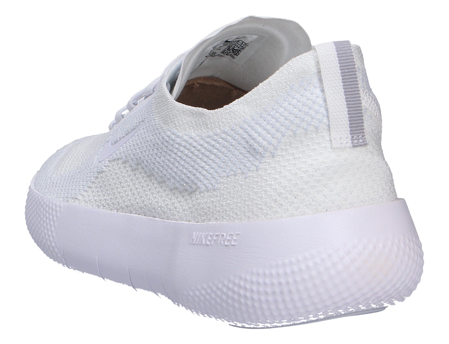 Nike FREE 2025 weißer Sneaker mit atmungsaktivem Mesh-Obermaterial und dicker Free-Sohle in Rück- und Seitenansicht