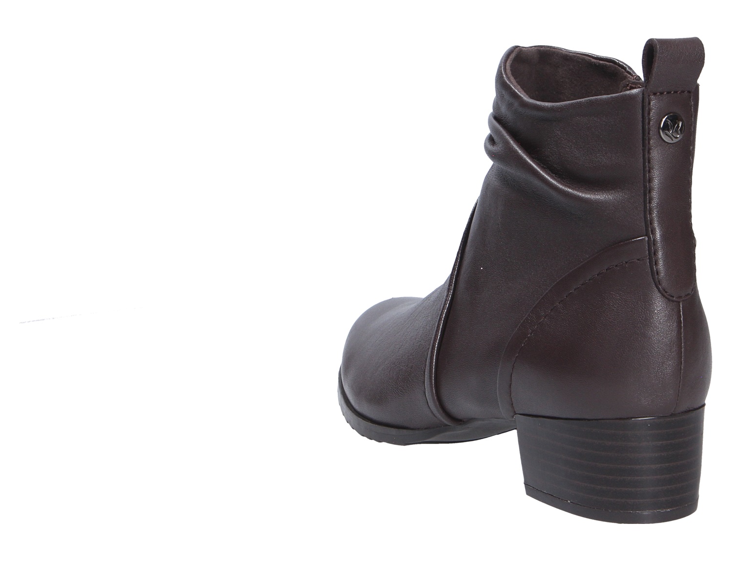 Caprice Damen Stiefel in Dunkelbraun, Kurzstiefel mit Blockabsatz und seitlicher Ansicht von hinten