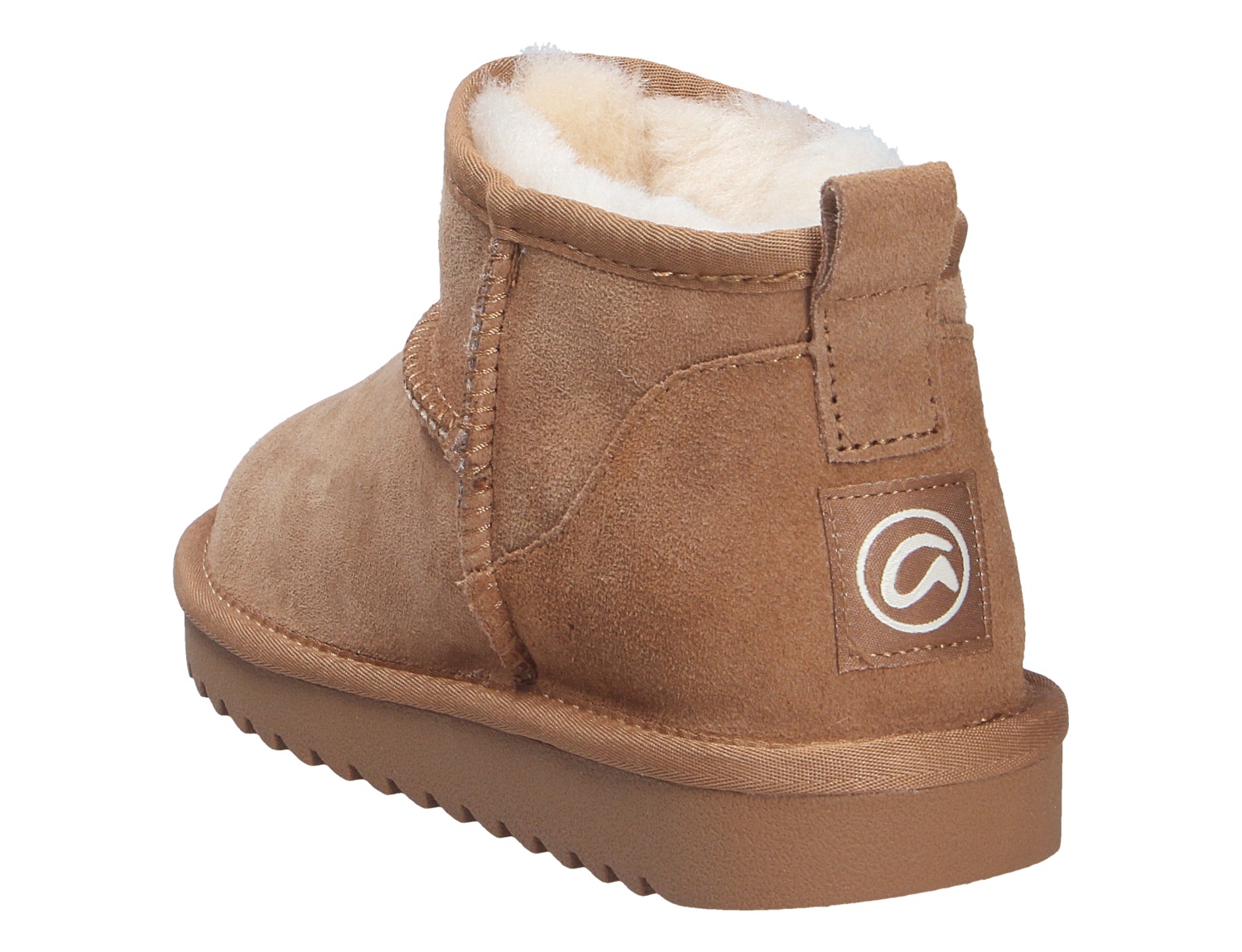 Ara ALASKA Damen-Winterboot in Camel, seitliche Rückansicht, aus Veloursleder mit kuscheligem Warmfutter und profilierter Sohle