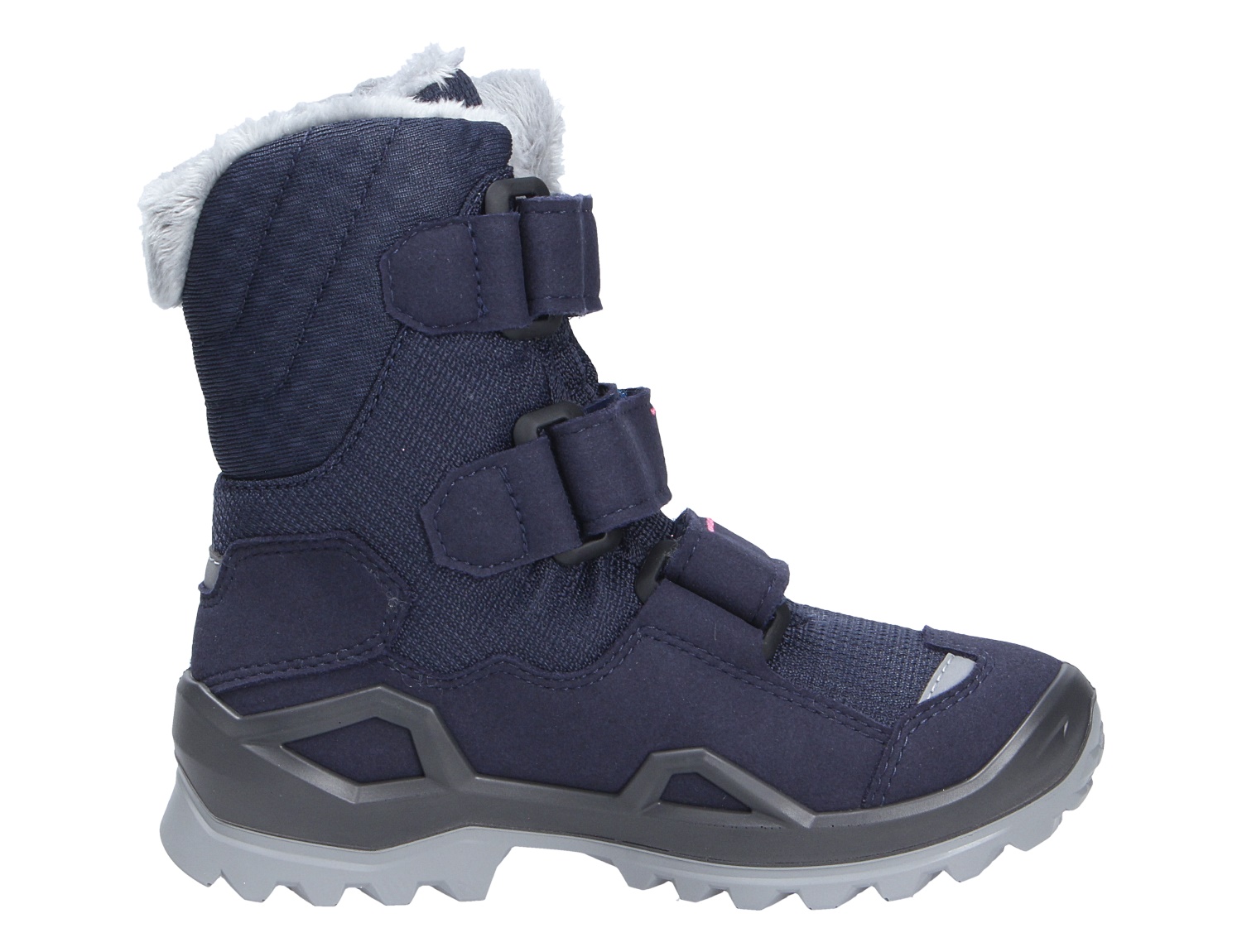 Lowa MILO EVO GTX HI JR Kinder-Winterstiefel in Dunkelblau, hoher wasserdichter GTX-Schuh mit Klettverschlüssen, Profilsohle und warmem Innenfutter