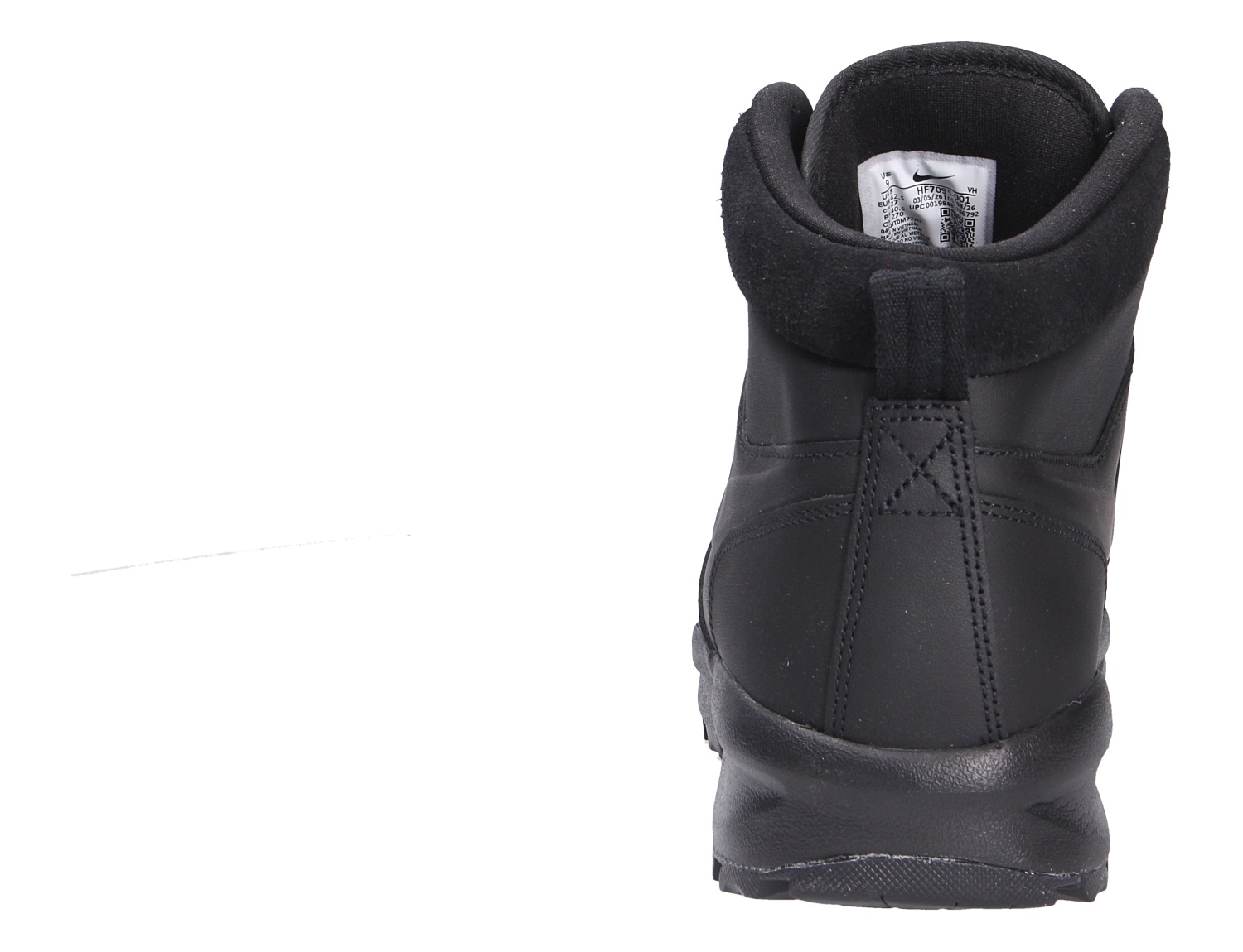 Rückansicht des schwarzen Nike MANOA Boots mit gepolstertem Schaft und robuster Sohle