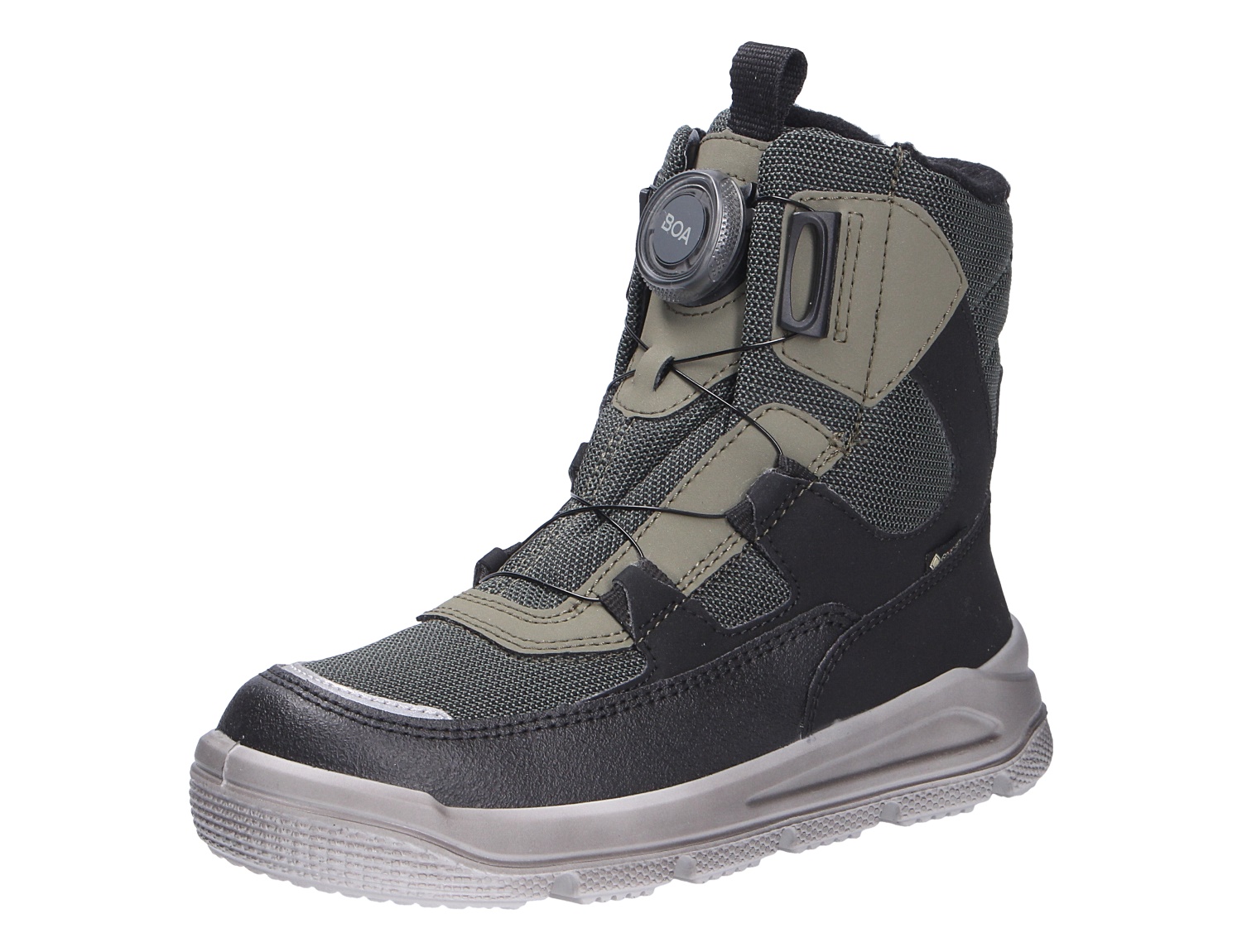 Superfit MARS Winterstiefel in Schwarz-Oliv mit BOA-Verschluss, hohem Schaft und robuster Sohle