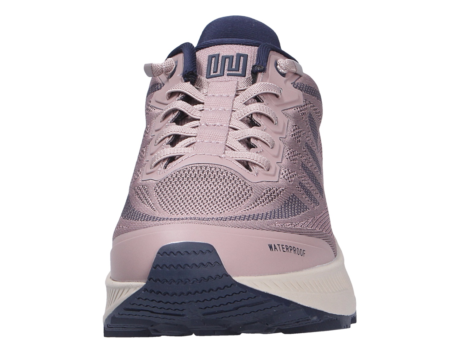Frontalansicht des Waldläufer H-Milli Sneaker in Rosa mit Schnürung, atmungsaktivem Mesh und Waterproof-Ausstattung