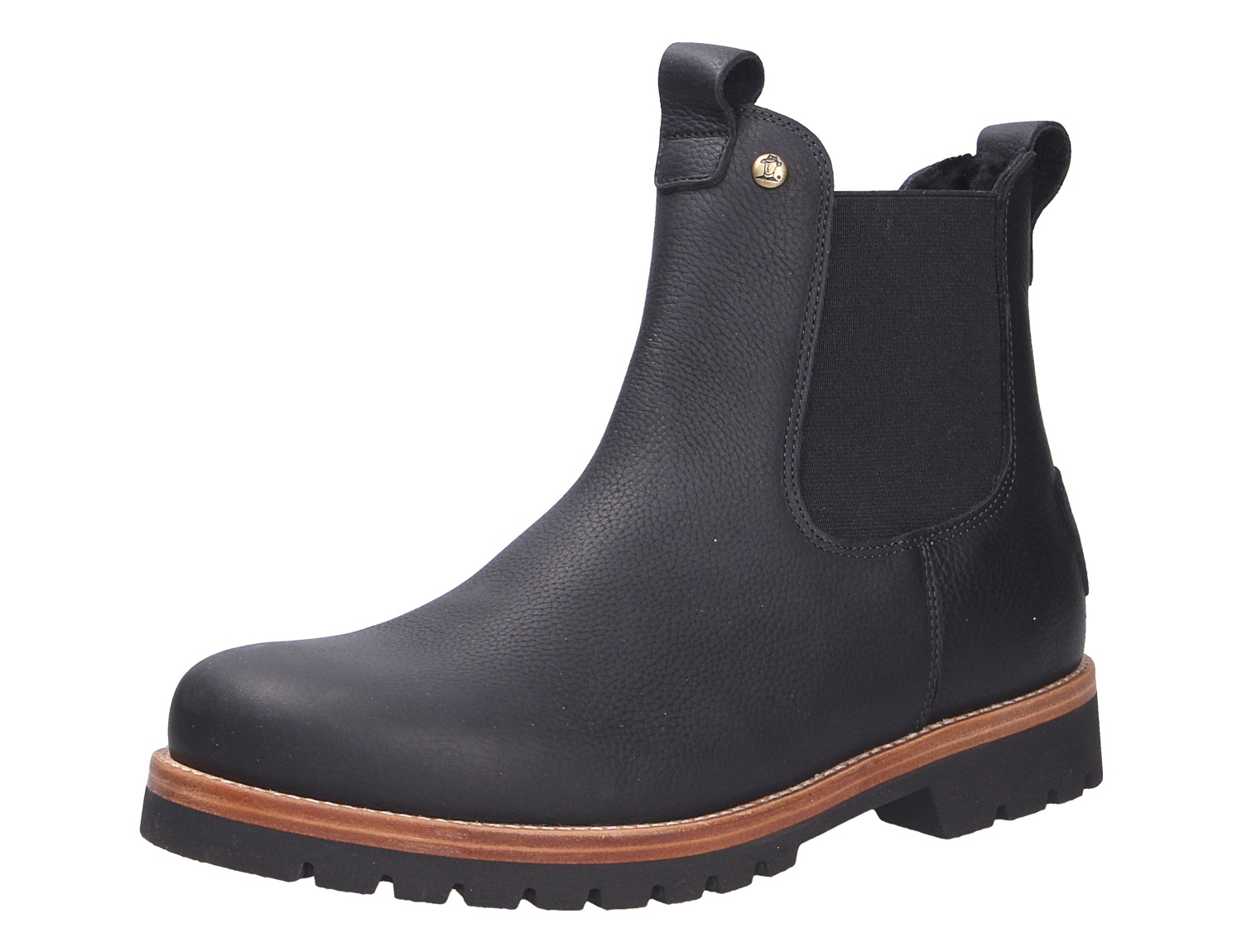 Panama Jack Beny Chelsea-Boot aus schwarzem Leder mit seitlichem Stretch-Einsatz und robuster Profilsohle
