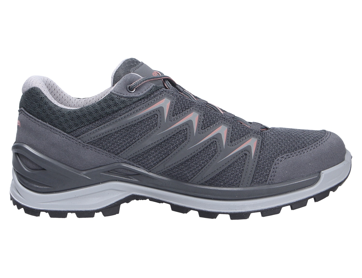 Lowa INNOX PRO GTX LO Ws Damen-Outdoorschuh in Grau mit Profilsohle und GORE-TEX, Seitenansicht