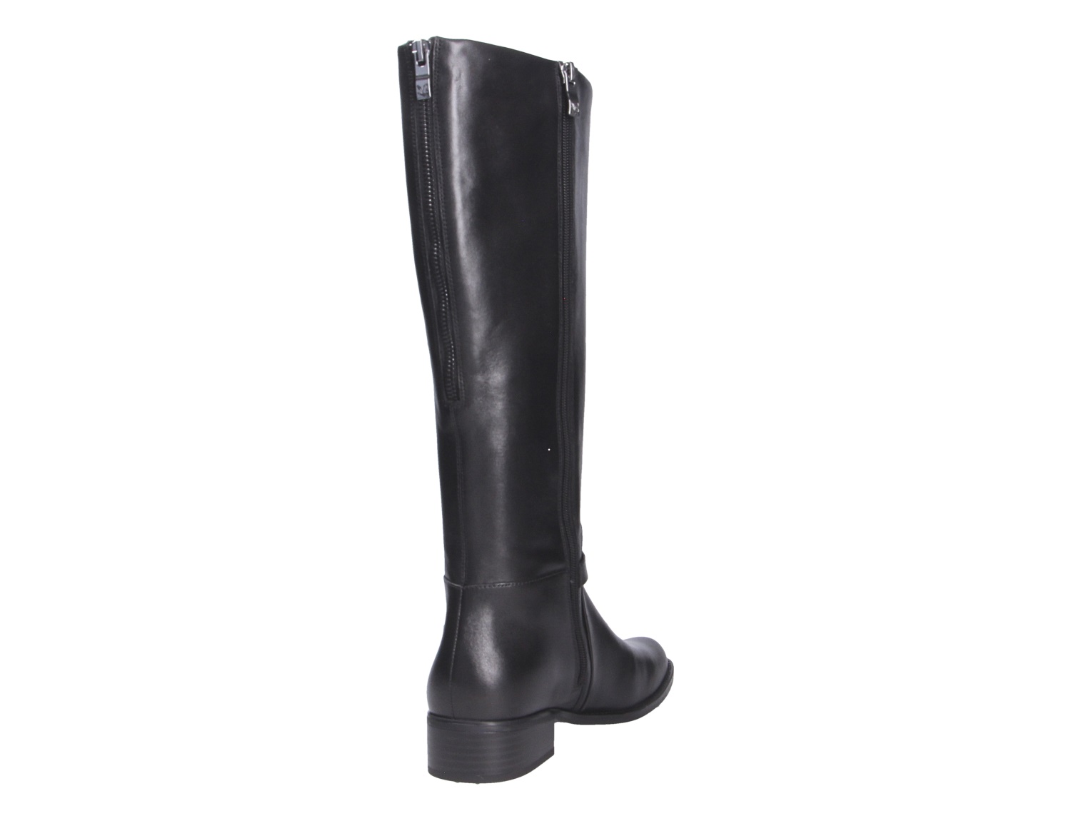 Caprice Damen Stiefel in Schwarz mit hohem Schaft, seitlichem Reißverschluss und Blockabsatz, Rückansicht
