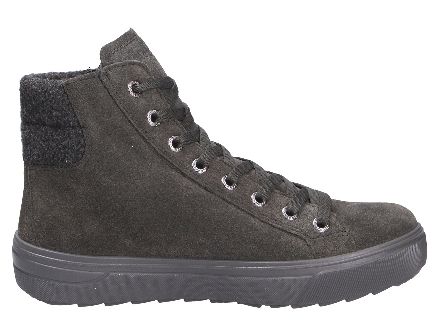 Legero Milena Damen-Sneaker in Schwarz aus Veloursleder, knöchelhoch mit Schnürung und warmer Polsterung am Schaft