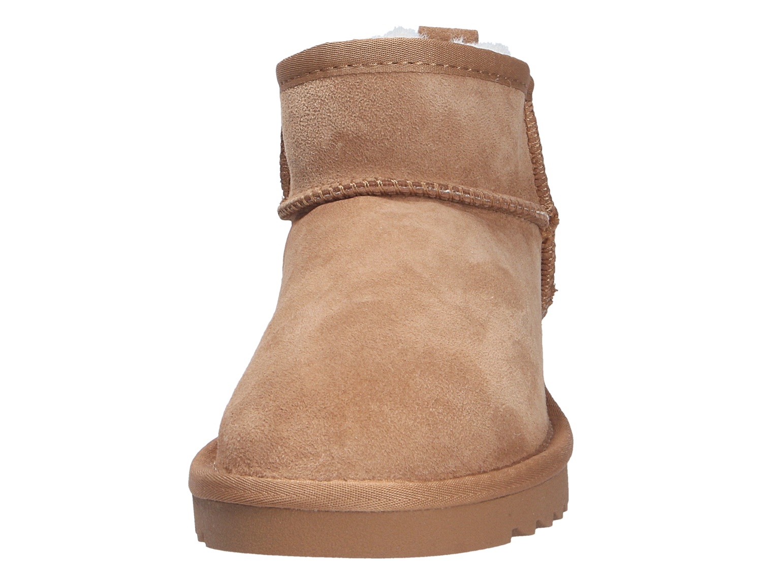 Rückansicht des Ara ALASKA Winter-Booties in Camel aus Veloursleder mit warmem Futter und flacher Sohle