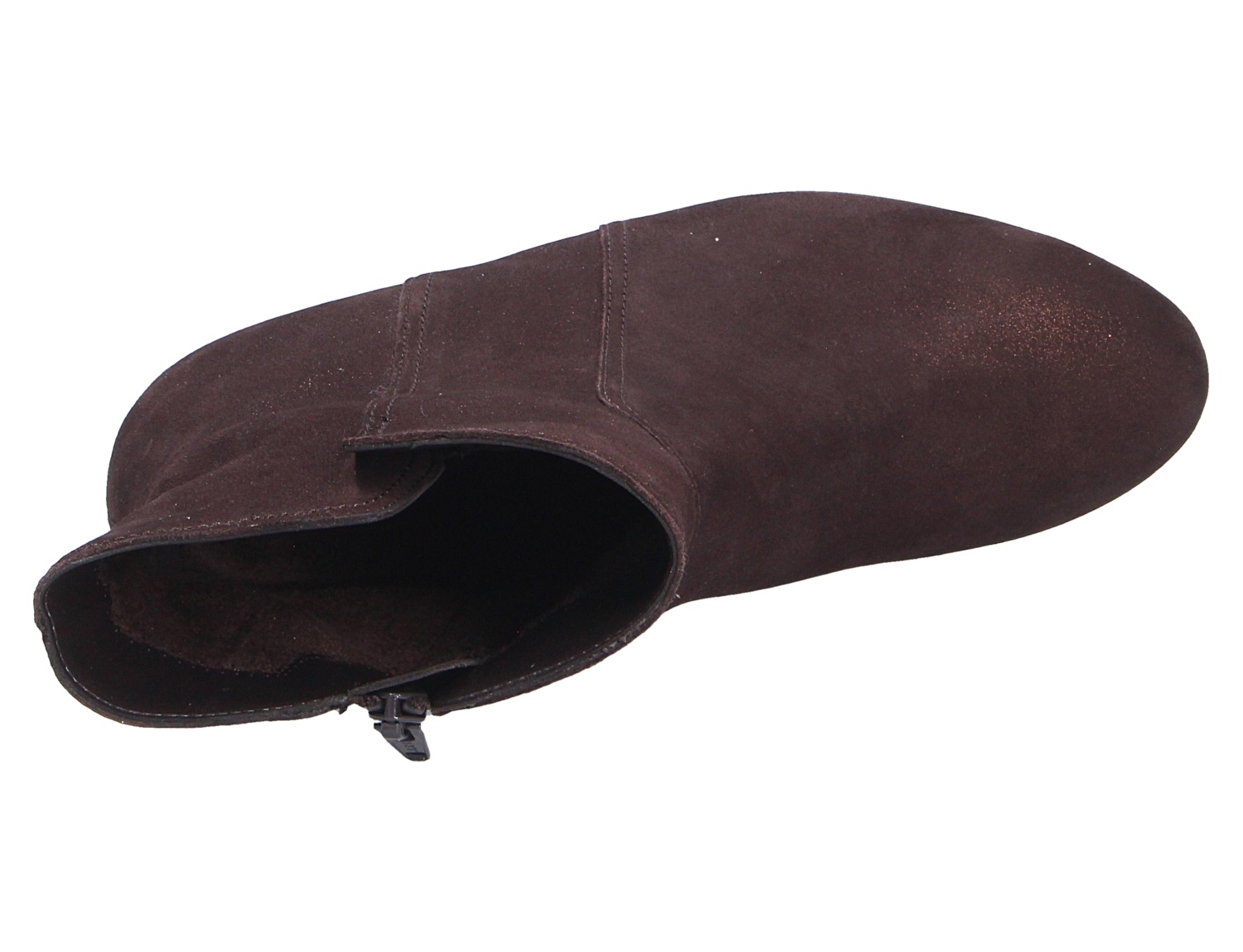 Gabor Damen Stiefel aus dunkelbraunem Veloursleder mit Reißverschluss, Draufsicht