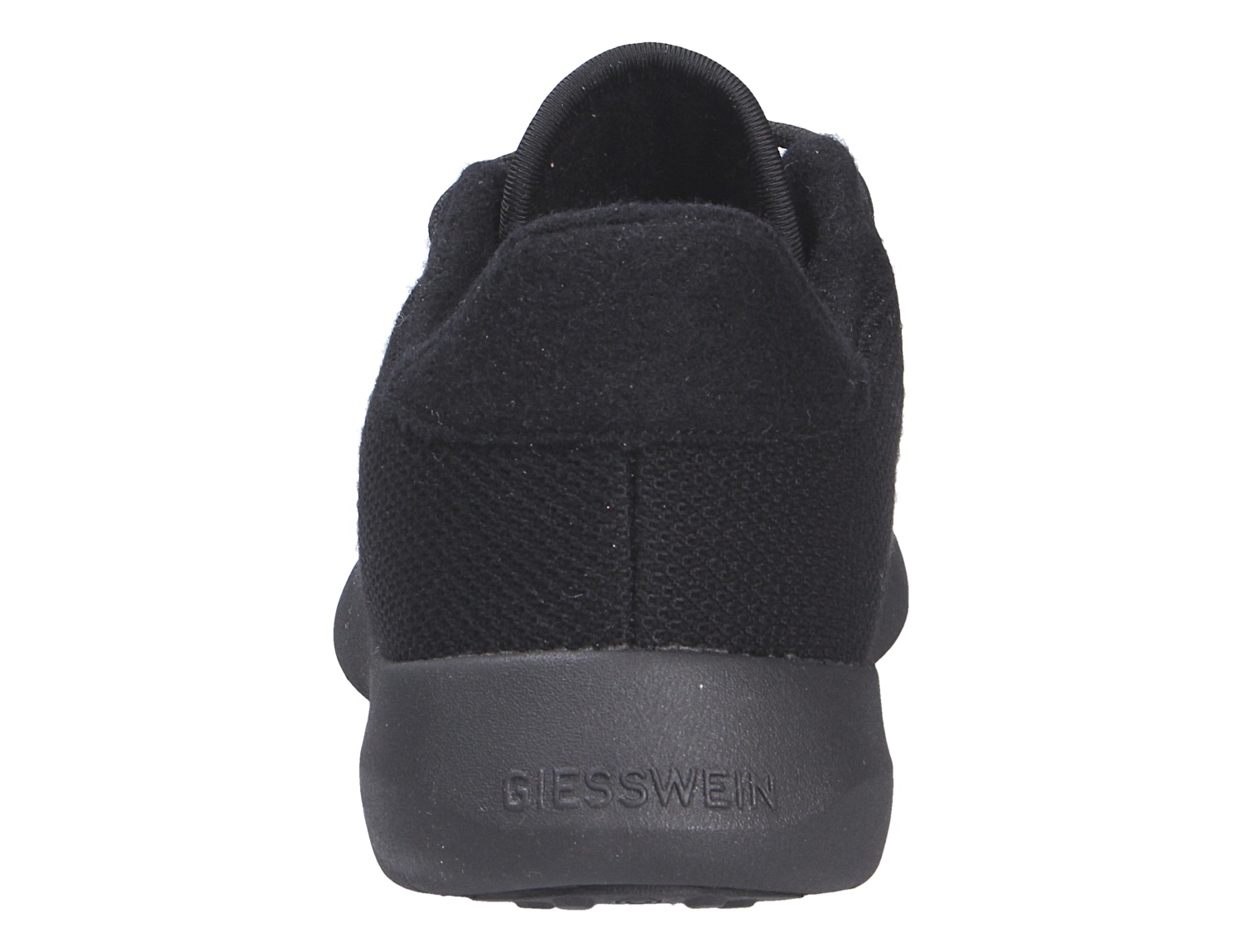 Rückansicht des schwarzen Giesswein MERINO WOOL KNIT MEN Herrenschuhs aus Merinowolle mit flexibler Sohle