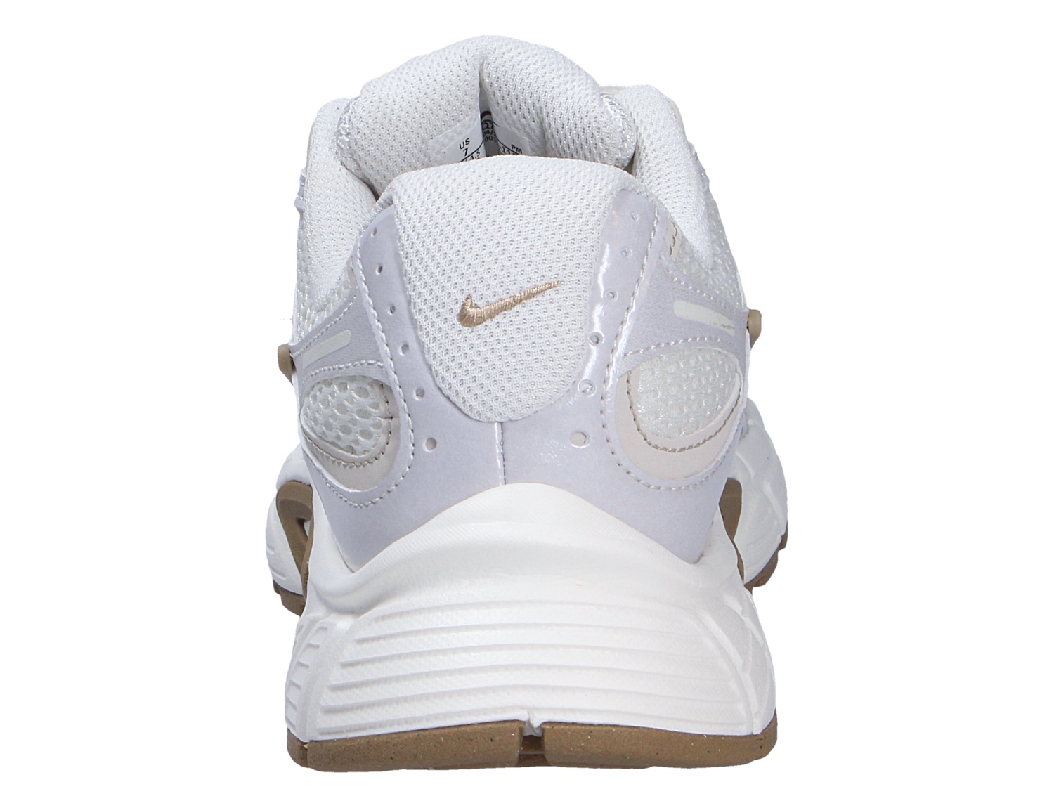 Rückansicht des Nike V5 RNR Sneakers in Weiß mit gepolstertem Schaft, Mesh-Details und markanter Sohle