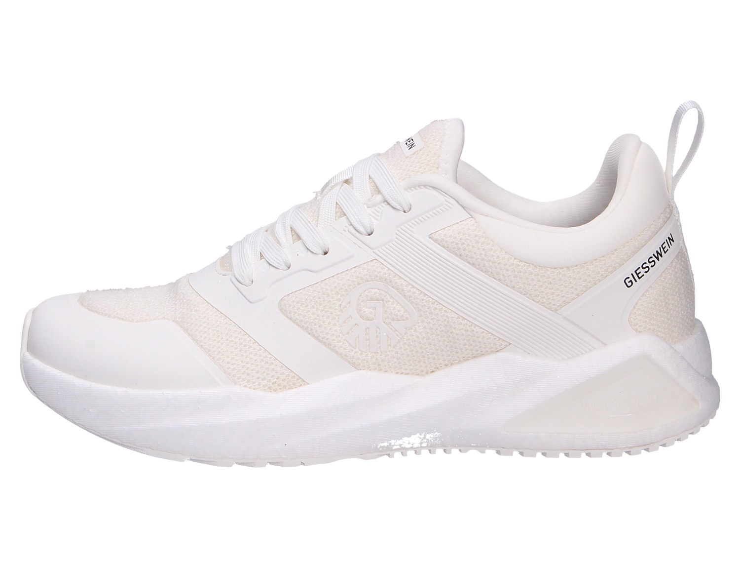 Giesswein WOOL PEAK WOMEN Damen-Sneaker in Weiß mit Schnürung, sportlicher Sohle und atmungsaktivem Obermaterial in Seitenansicht