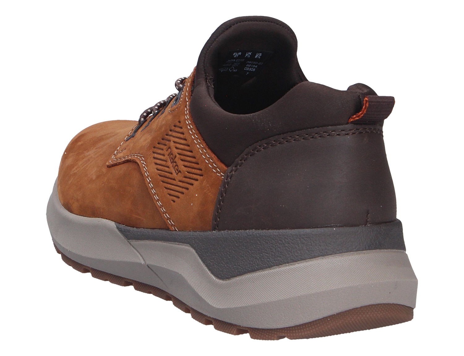 Rieker Herren Sneaker von hinten in Braun mit gepolstertem Schaftrand und robuster Laufsohle