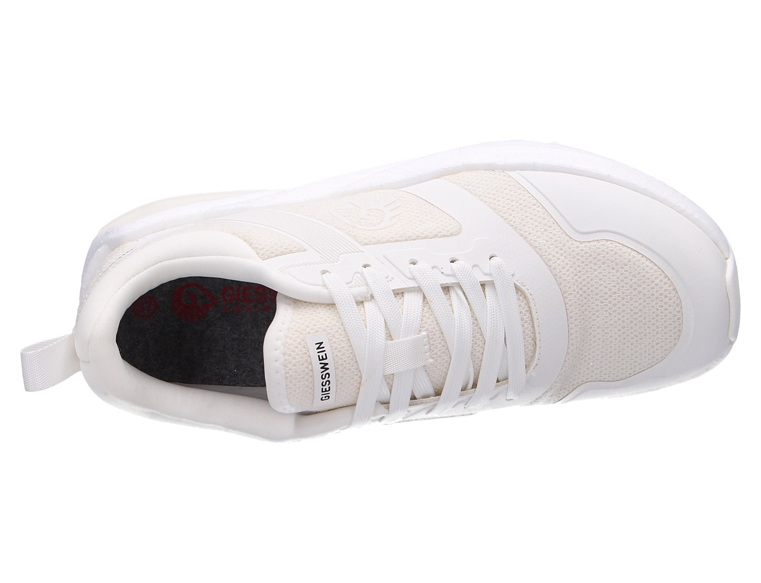 Giesswein WOOL PEAK WOMEN Damen-Sneaker in Weiß mit Schnürung und atmungsaktivem Obermaterial, Ansicht von oben